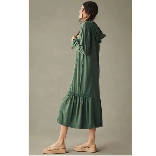 Anthropologie Daily Practice Green Hooded Maxi Dress Sz.XS - Image 3