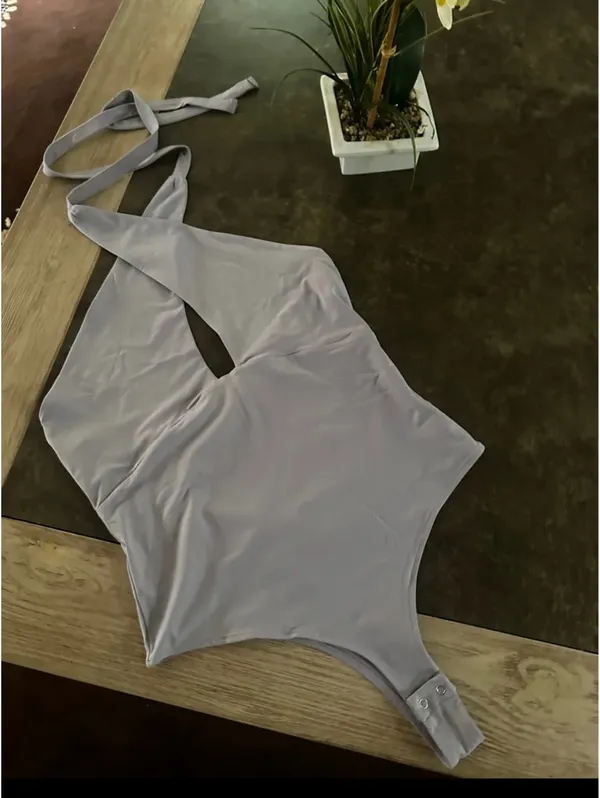 REORIA Butsmooth®Trendy Sexy Criss Cross Halter Neck Sleeveless Thong Bodysuits - Image 5