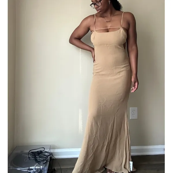 ASOS Tan Strappy Maxi Dress Size 8 - Image 2