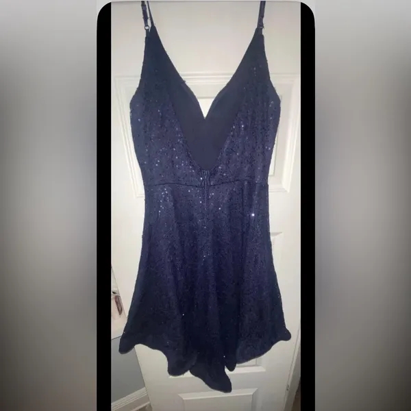 B. Smart Midnight Blue Sequin Mini Dress - Image 3