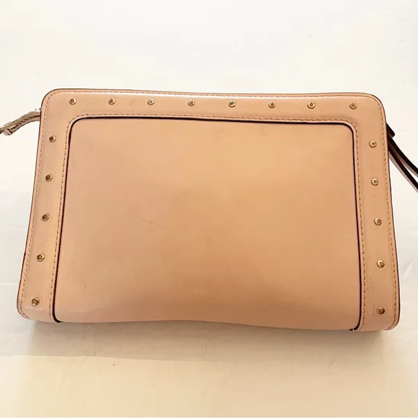 Kate Spade Pink Leather Clutch w/Wrist Strap & Embellished with Brass‎ Studs - Image 4