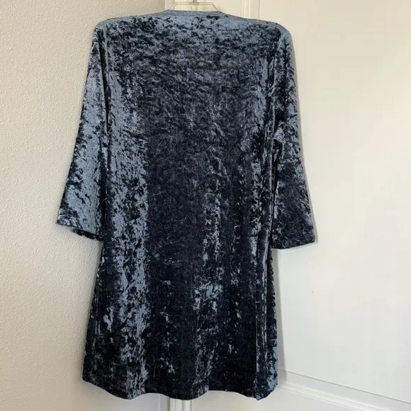 Crushed Velvet Kimono Duster Boho Soft Glam Festival Cardigan Open Front Robe - Image 8