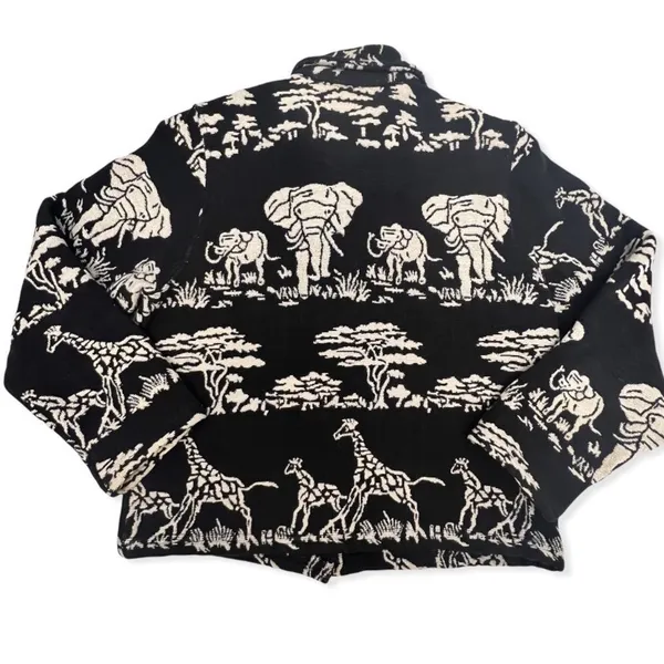 Vintage New Identity Elephant & Giraffe Safari Print Tapestry Jacket - Image 12