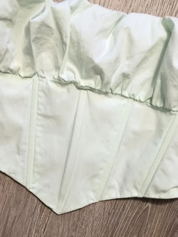 White Fox Pastel Green Bustier Crop Top Size Small - Image 2