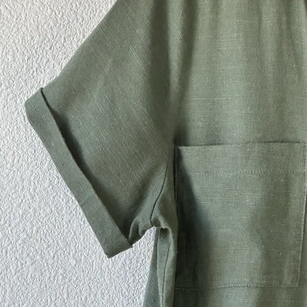 Lulu’s Olive Green Lace-Up Utility Mini Shirt Dress Short Sleeve Size Large - Image 11