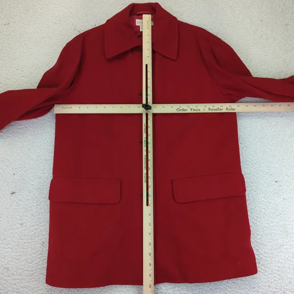 J Crew Classic‎ Red Wool Blend Button Front Coat Jacket Size Small - Image 12