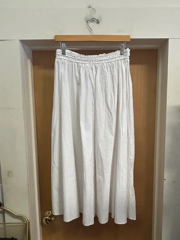 Madewell Cotton White Pull On Paper Bag Elastic Waste Midi Skirt - size XS - Image 2