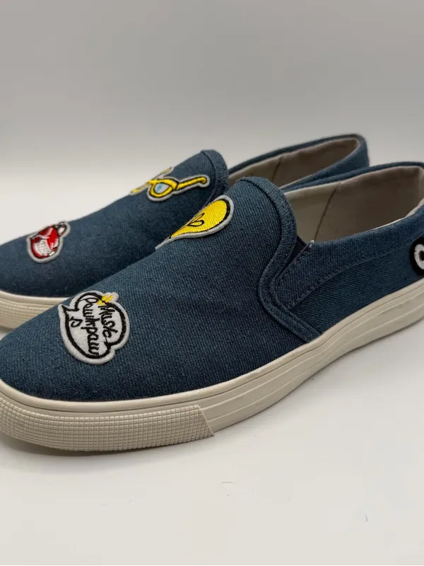 Vintage Havana Denim Patch Slip On Sneakers Women’s 8 Blue Embroidered - Image 3