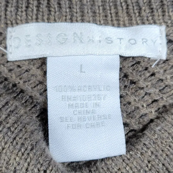 Design History Sweater Dress Womens L Brown Rib Angle Knit Pull On Midi Casual - Image 8