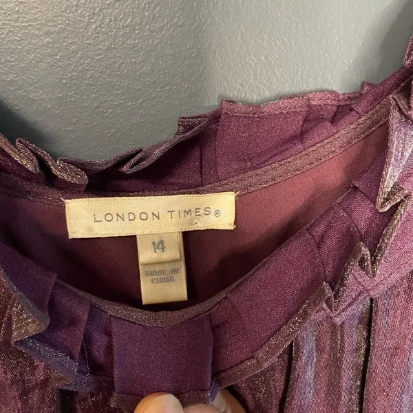 London Times Midi Purple Iridescent Dress sz‎ 14 - Image 3