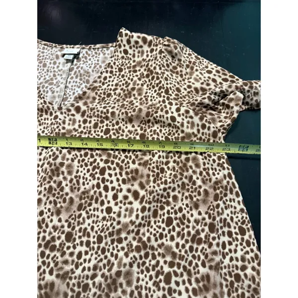 A New Day Leopard Print V-Neck‎ Tiered Babydoll Mini Dress Brown XL - Image 3