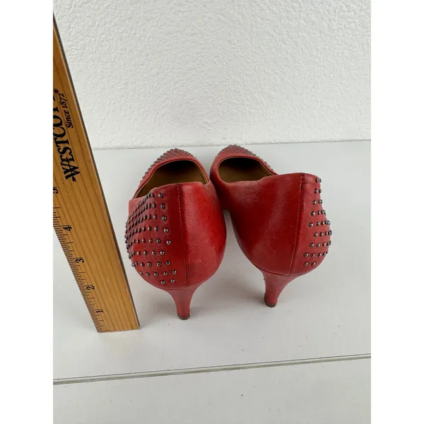 Boutique 9 Red Leather Studded Pointed Toe Stiletto‎ Heels Size 7.5M - Image 3