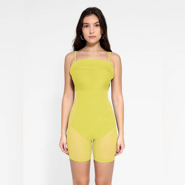 POPILUSH Shapewear Solid Modal Butt Lift Mini Slip Dress In Yellow - Image 3