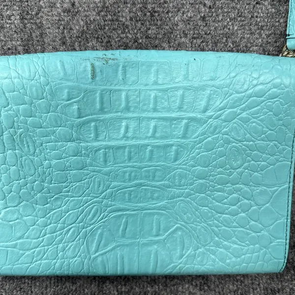 Kate Spade New York Turquoise Croc Embossed Leather Crossbody Clutch Purse - Image 10