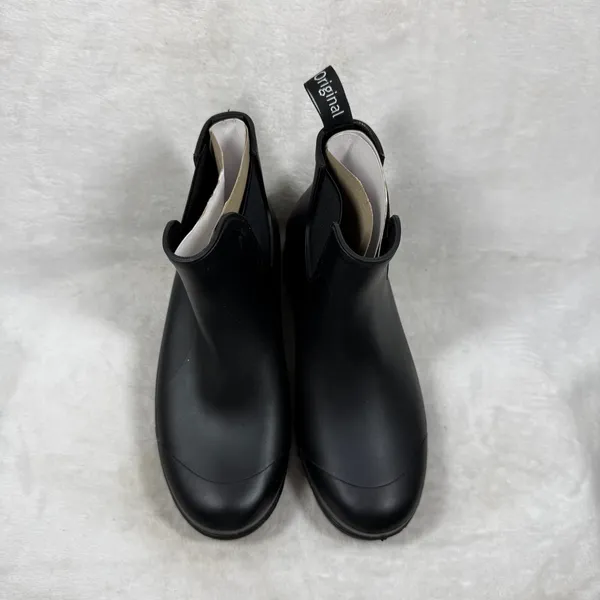 Planone Womens Chelsea Rain Boots Black Rubber Waterproof Ankle Lug Sole 37 US 7 - Image 5