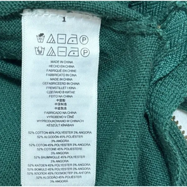 Michael Kors Sweater Green V-Neck Gold Side Zippers Angora‎ Blend Work Casual S - Image 7