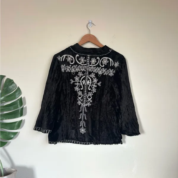 Jen’s Pirate Booty Crushed Velvet Beaded Jacket Blazer - Image 2