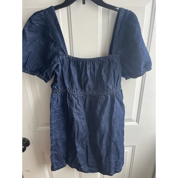 New! J. Crew Square-neck Puff Sleeve denim chambray mini dress size 8 - Image 4