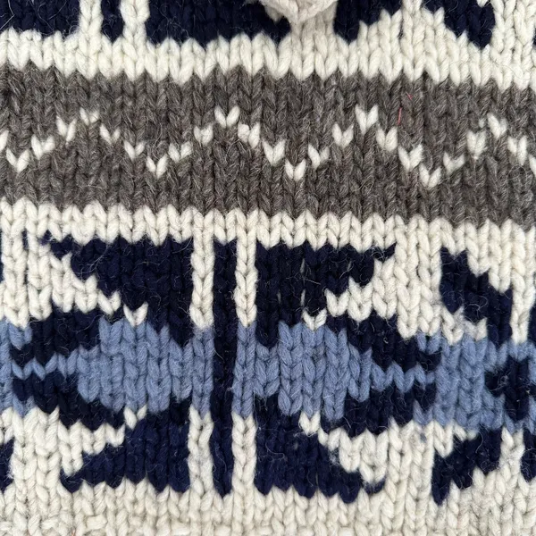Anthropologie Vintage Heavy Knit 100% Wool Fair Isle Crewneck Sweater Cream, Blue, Brown M - Image 5
