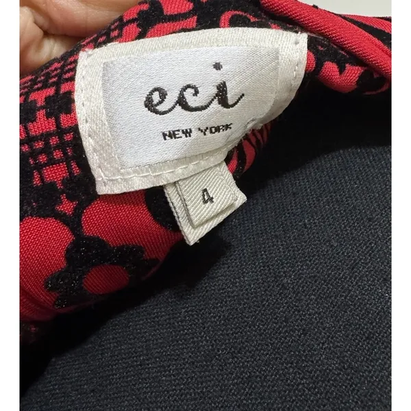 Y2K Dress ECI New York Whimsigoth Red‎ Black Paisley Velvet W/Pockets size 4 - Image 3