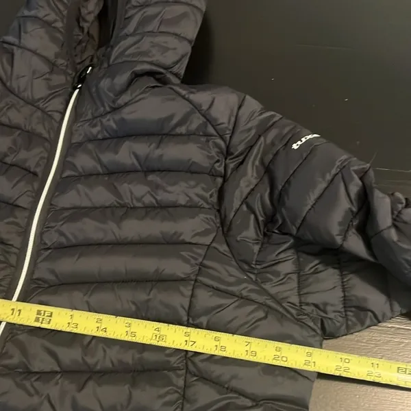 Tuxer Black Puffer Jacket with Hood‎ Womens Large Fitted Quilted Coat - Image 4