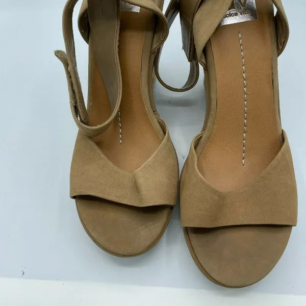 Dolce Vita Brown Leather Espadrille Wedge Sandals Womens 10 Heels Beachy Summer - Image 2