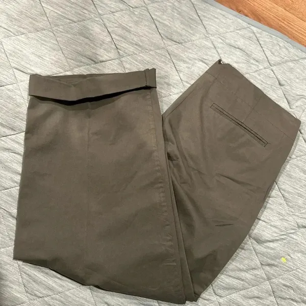 Theory Womens Pants Wide Leg 6 Olivo Color Its Have Tiny Spots See Pictures New‎ - Image 5