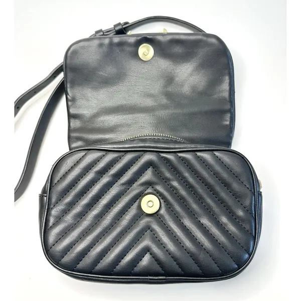 Zara Black Crossbody Bag Lion Head Gold Hardware Quilted Belt Bag‎ Convertible - Image 7