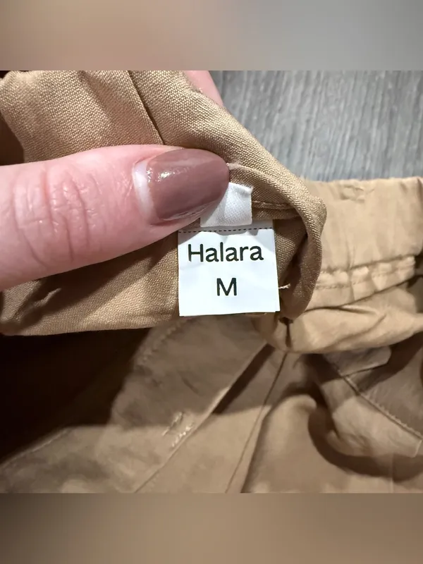 NWOT Halara Khaki High-Waisted Zipper Pocket Work Linen-Feel Shorts - Image 9