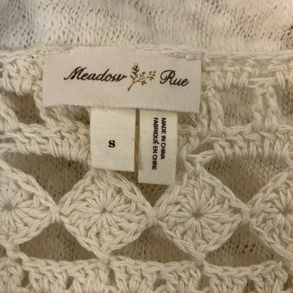 Meadow Rue Anthropologie Womens Beige Keller Crochet Pullover Top - Image 3