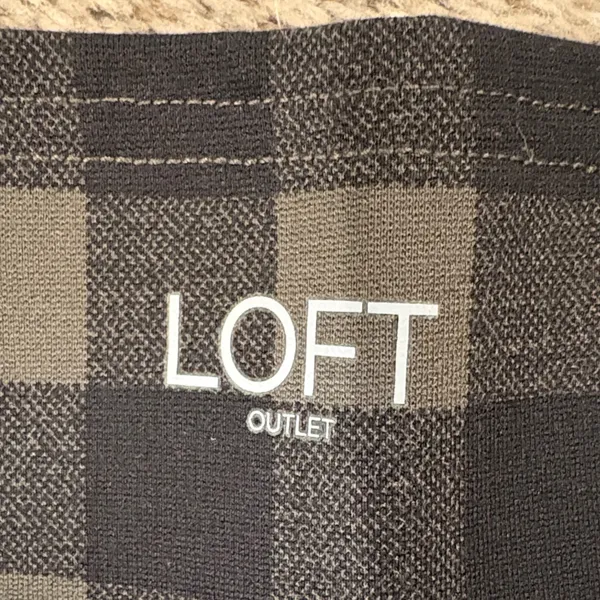 LOFT Checkered Leggings - Black and Army Green , stretch - Image 2