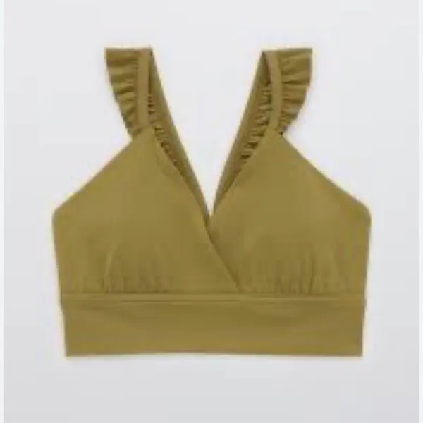 OFFLINE By Aerie Real Me XTRA Ruffle Green Sports Bra(Size Medium) - Image 2