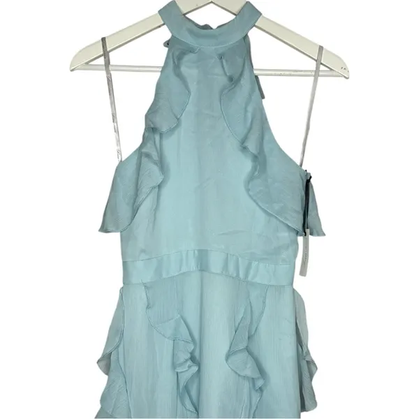 NWT Lovers + Friends Ruffle Halter Maxi Dress Baby Blue XS - Image 5