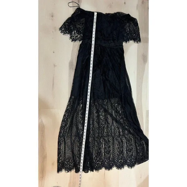 HYFVE NEW Women Black Large Off the Shoulder Lace Dress Whimsigoth Coquette Chic - Image 10