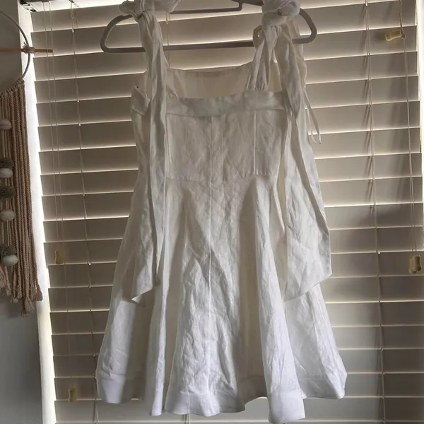Dissh Aisle Pearl Bow Linen Mini Dress Size 6 Coastal Cowgirl graduation dress - Image 5