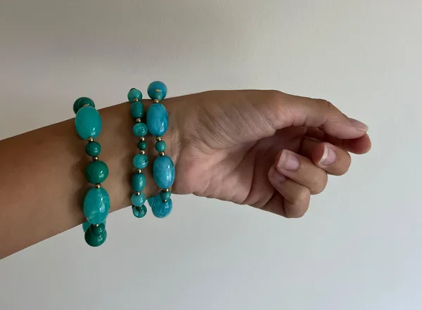 Teal Turquoise Stretch Bracelet Blue - Image 3