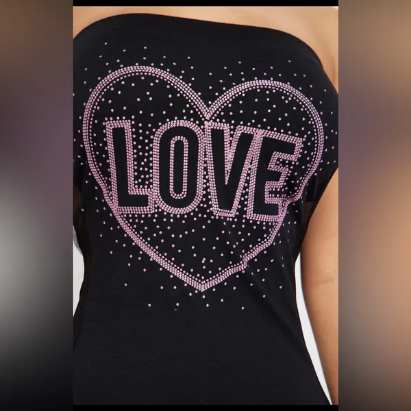 Love/Heart Pink Stones Midi Dress - Black; Size Size Large 11/13 - Image 4