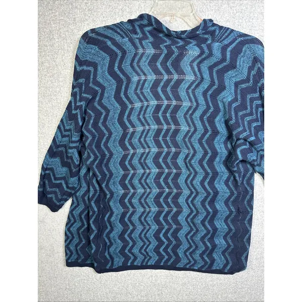 NWOT Attention Womens Cardigan Sweater Large 3/4 Sleeve Knit Open Blue‎ Tie - Image 12