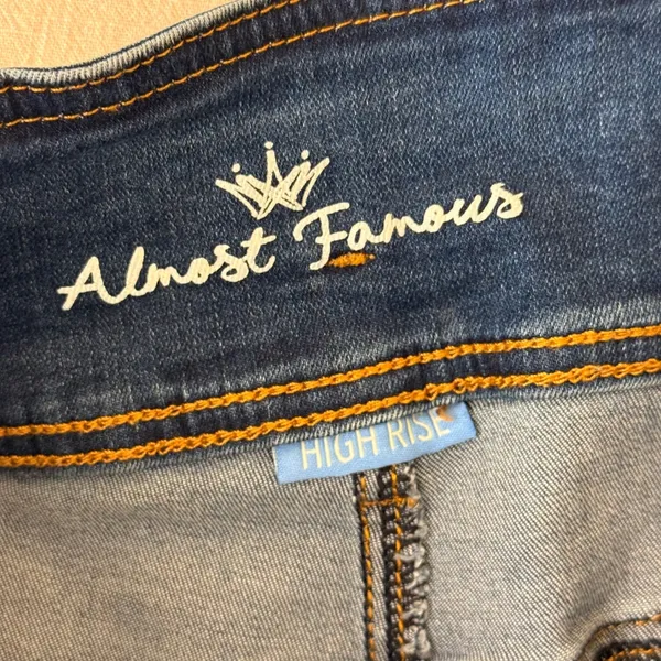 Almost Famous Womens‎ High Rise Denim Shorts Size 13 Blue Medium Wash - Image 2