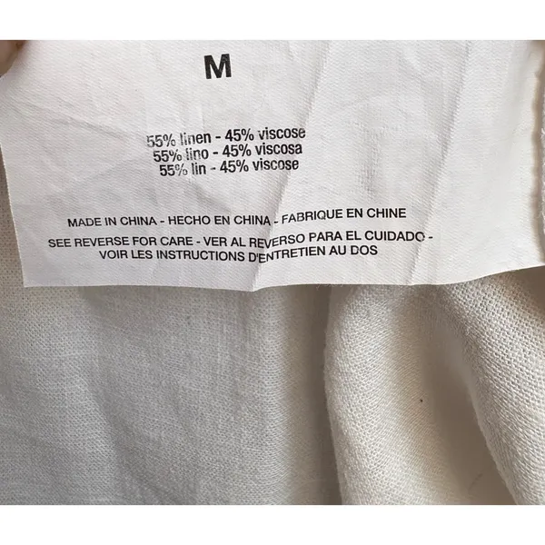 Nine West Jeans Womens Linen Blend Button Down Top Cream Long Sleeve Medium - Image 7