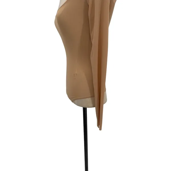 Skims‎ Jelly Sheer Long Sleeve Scoop Neck Thong Bodysuit Clay Nude XS NWT - Image 7