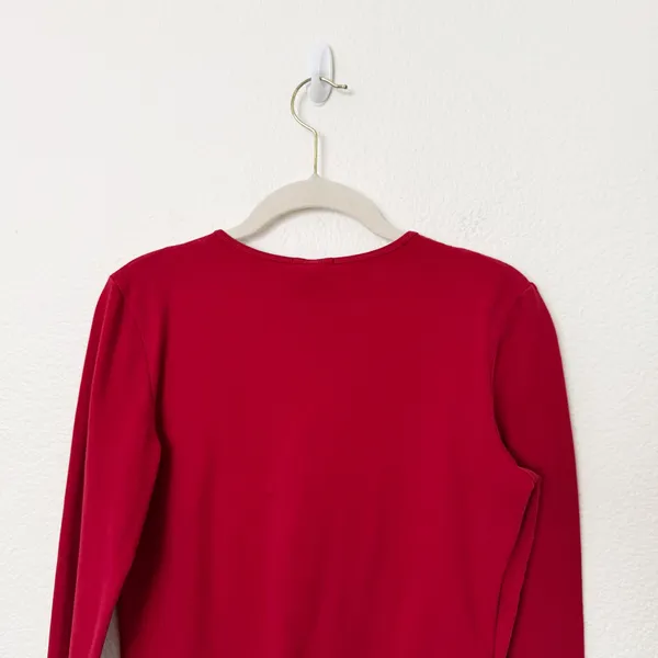 [Vintage] 90s Gap Red Stretch Cotton Long Sleeve T-Shirt Rhinestones Sz Medium M - Image 6