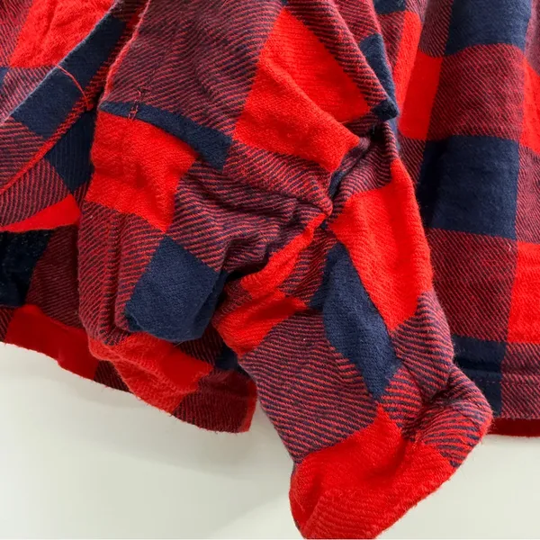 Aerie‎ Red & Navy Blue Buffalo Check High Rise Pajama Shorts Sz M - Image 5