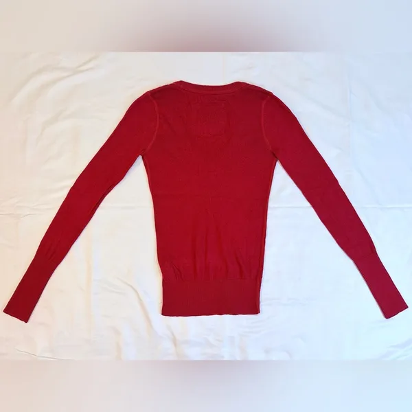 Vintage Y2K V-Neck Embroidered Moose Sweater - Red - M - Image 4