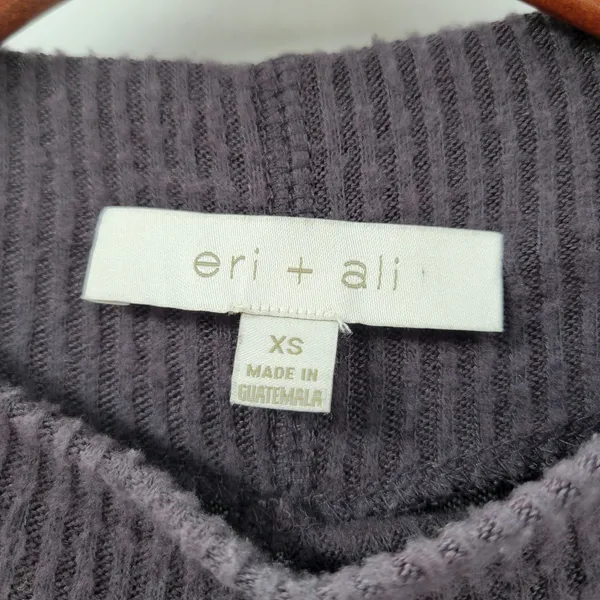 Anthropologie Eri + Ali Womens Sweater XS Gray Ribbed Knit Mock Neck Pullover - Image 2
