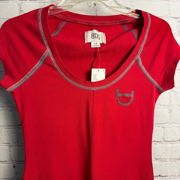 BDG Urban Outfitters New Red Annabelle Tee‎ Mini Dress Contrast Stitch Small - Image 5