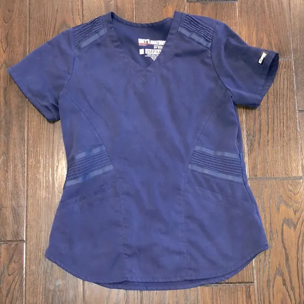 Greys anatomy blue nurses scrub top size small - Image 2
