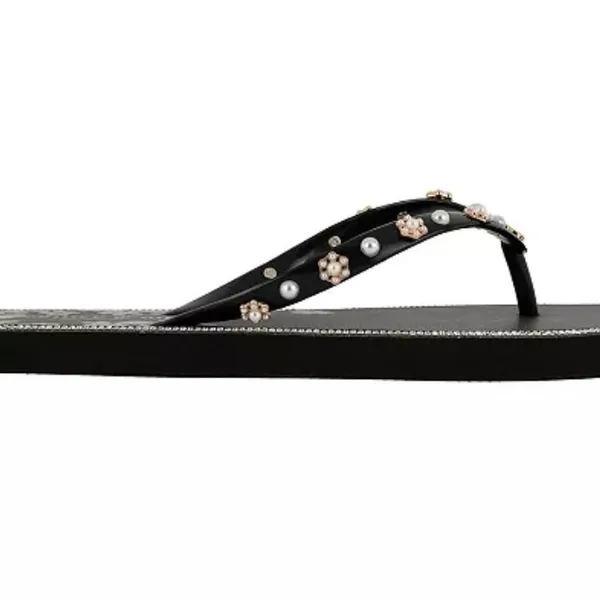 Juicy Couture Black Sandals with Gold Floral Design Size 7 - Image 15