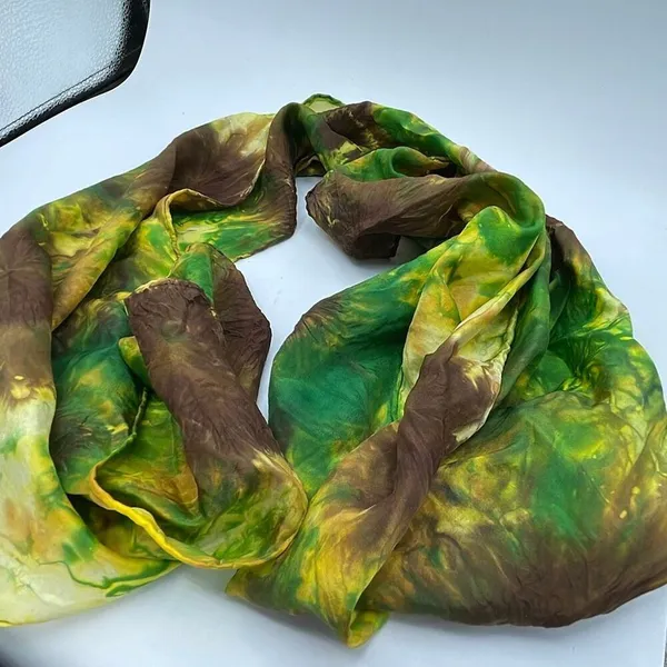 100% silk tie dyed 10” X 56” scarf had rolled. - Image 3