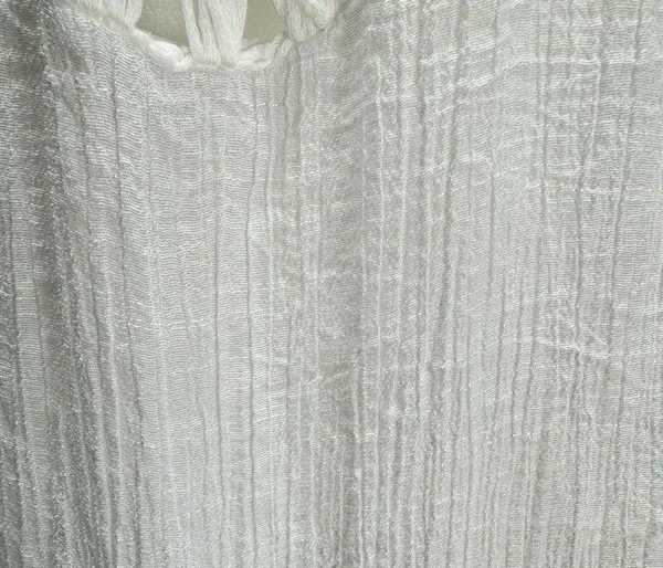 Boho Hippie White Gauzy Cotton & Crochet Lace with Fringe Top Size Medium - Image 9